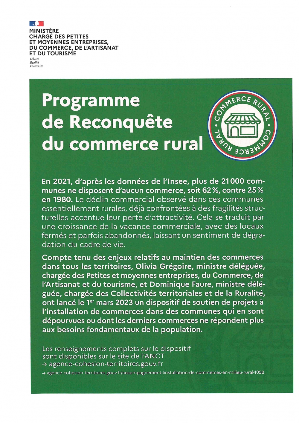 Programme de Reconquête du commerce rural