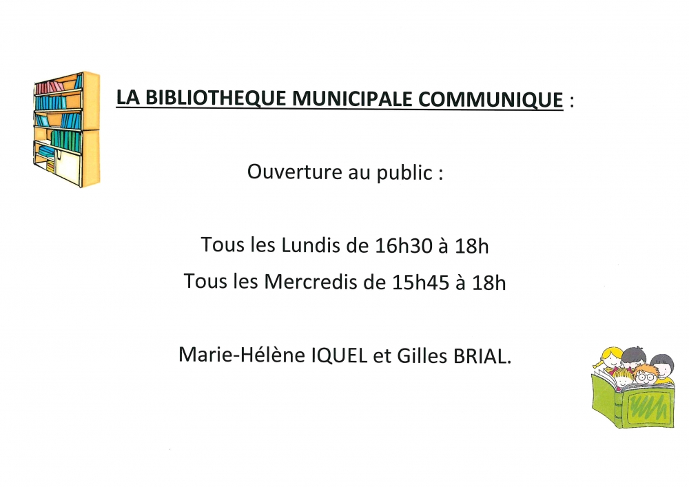 Nouveaux horaires de la bibliothèque municipale