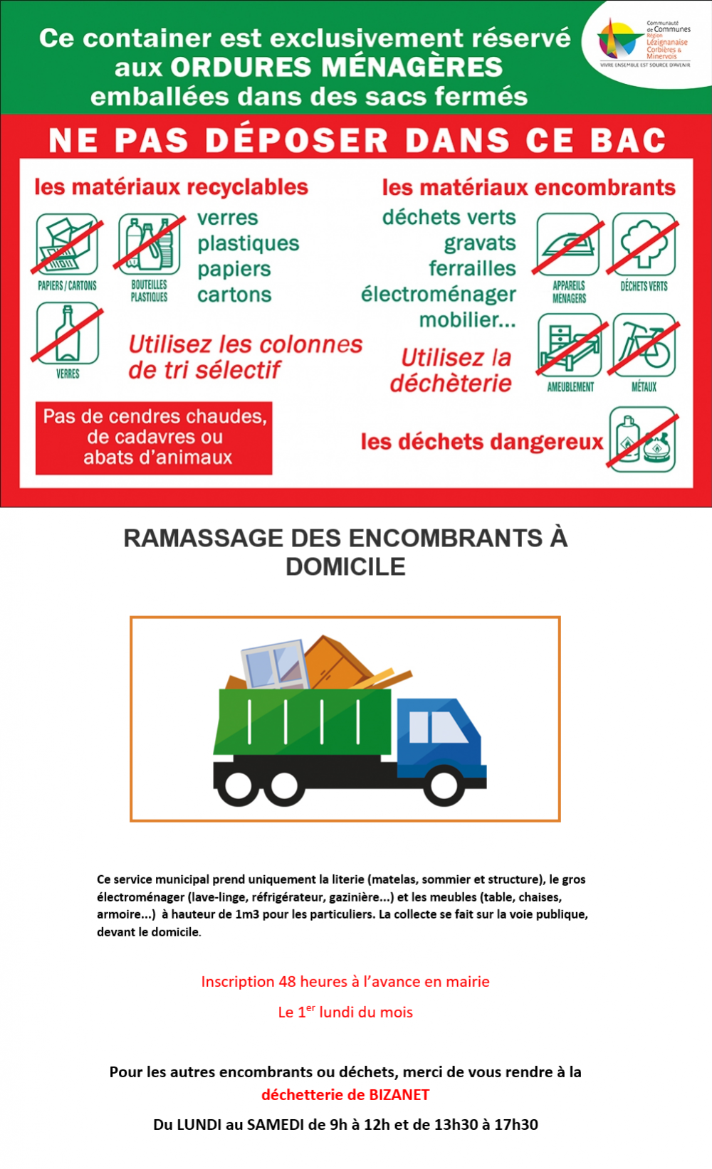 Les ordures ménagères et les encombrants